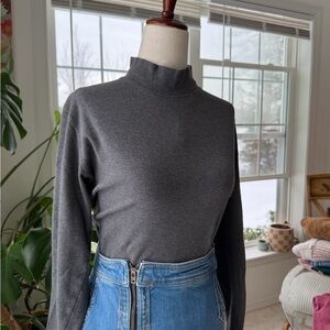 Vintage L.L. Bean Charcoal Gray Cotton Long Sleeve Mock Neck
